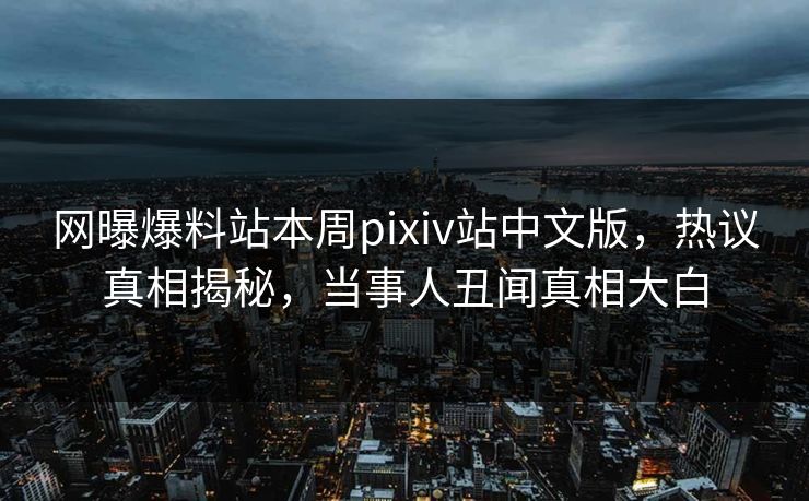 网曝爆料站本周pixiv站中文版，热议真相揭秘，当事人丑闻真相大白