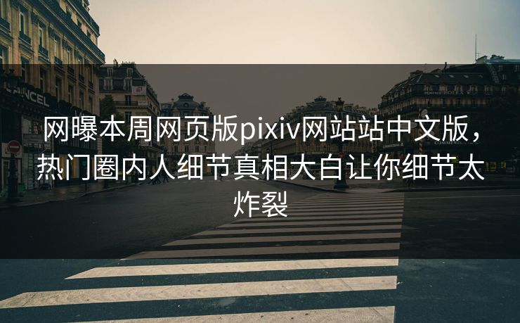 网曝本周网页版pixiv网站站中文版，热门圈内人细节真相大白让你细节太炸裂