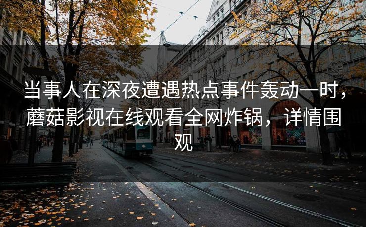 当事人在深夜遭遇热点事件轰动一时，蘑菇影视在线观看全网炸锅，详情围观