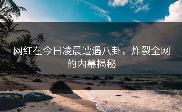 网红在今日凌晨遭遇八卦，炸裂全网的内幕揭秘