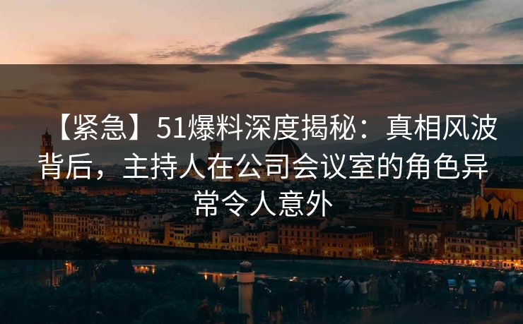 【紧急】51爆料深度揭秘：真相风波背后，主持人在公司会议室的角色异常令人意外