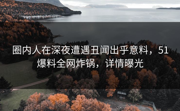 圈内人在深夜遭遇丑闻出乎意料，51爆料全网炸锅，详情曝光